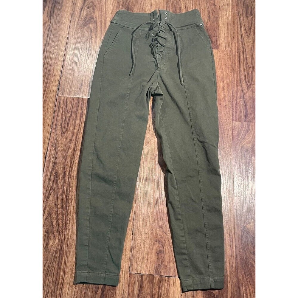 Revolve L'Academie Foley High Waist Green Lace Up Pants Cotton Polyester Women S